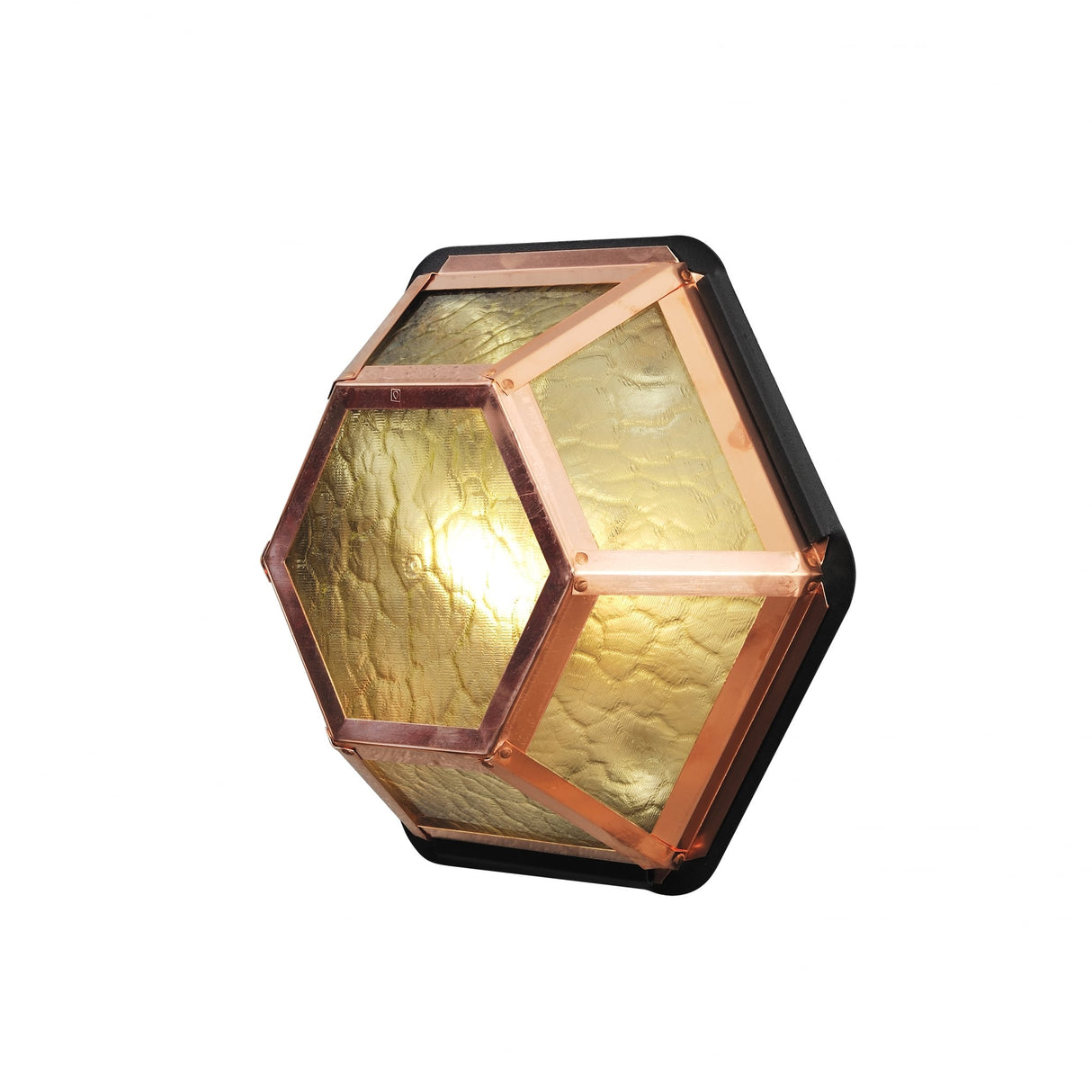 Vintage Copper & Amber Hexagon Glass Ceiling/Wall Light by Konstsmide
