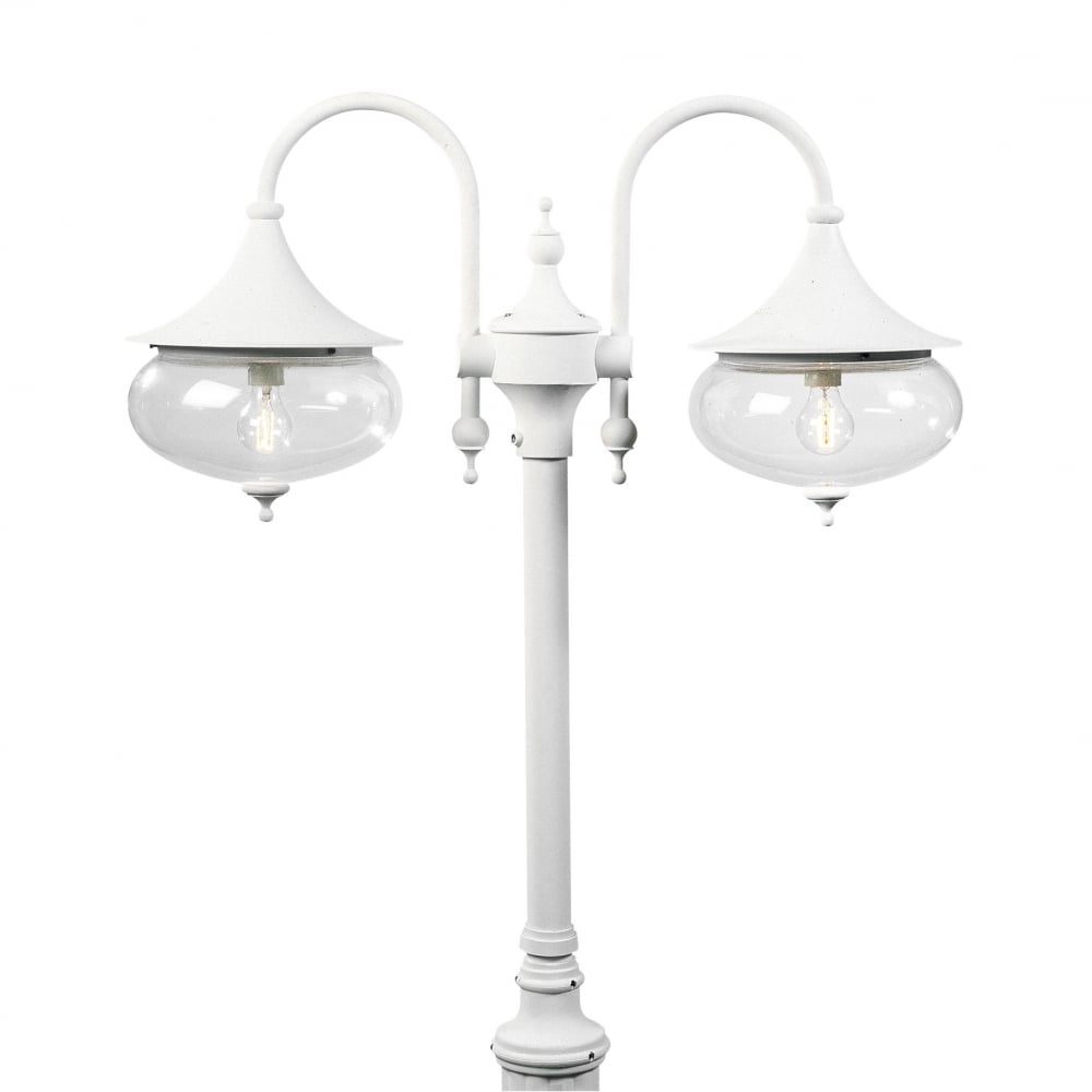 Elegant Libra Twin Head Outdoor Lamp Post in Matte White Finish