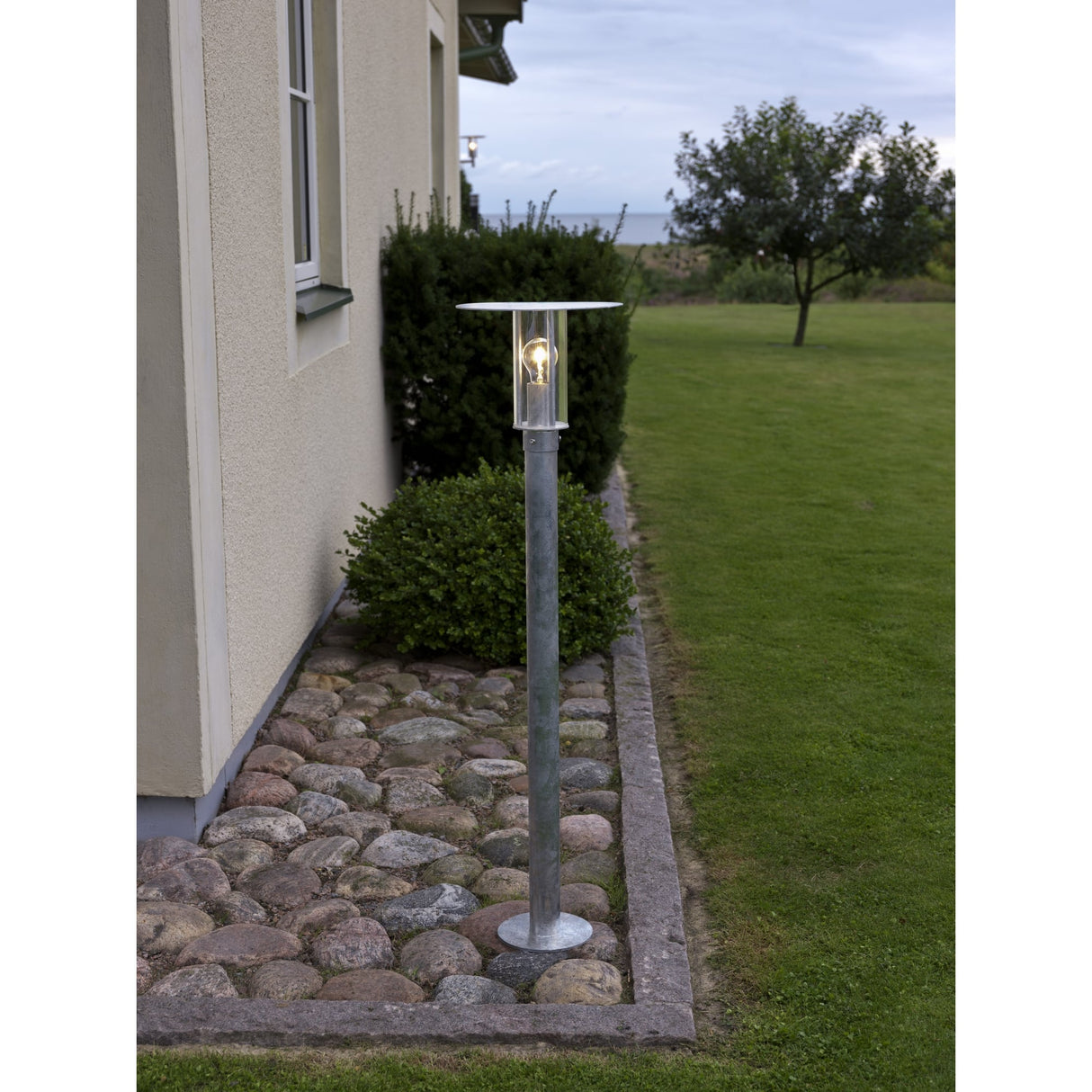Contemporary Galvanised Short Post Outdoor Light by Konstsmide