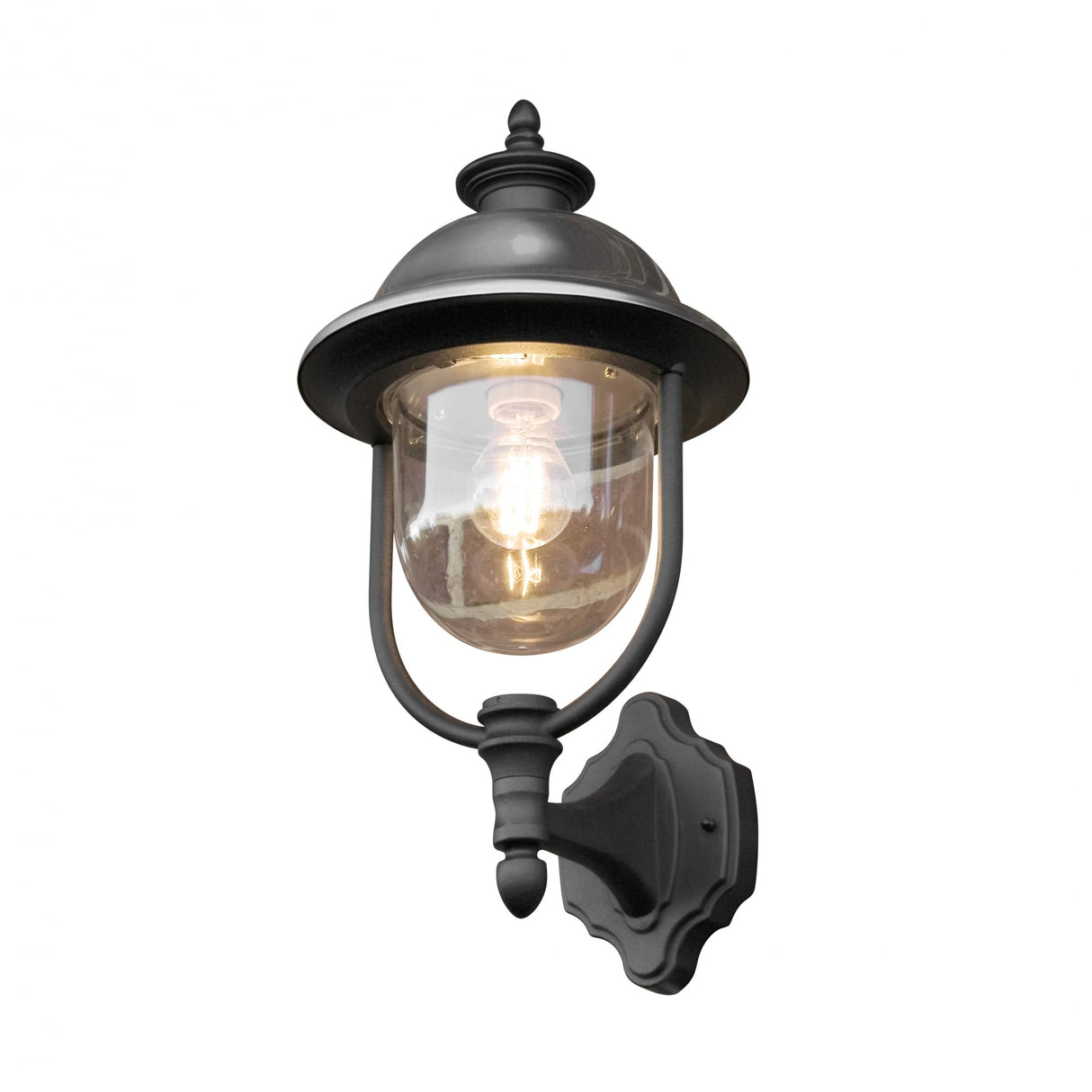 Konstsmide Parma Outdoor Wall Lantern in Black with Stainless Steel Accent