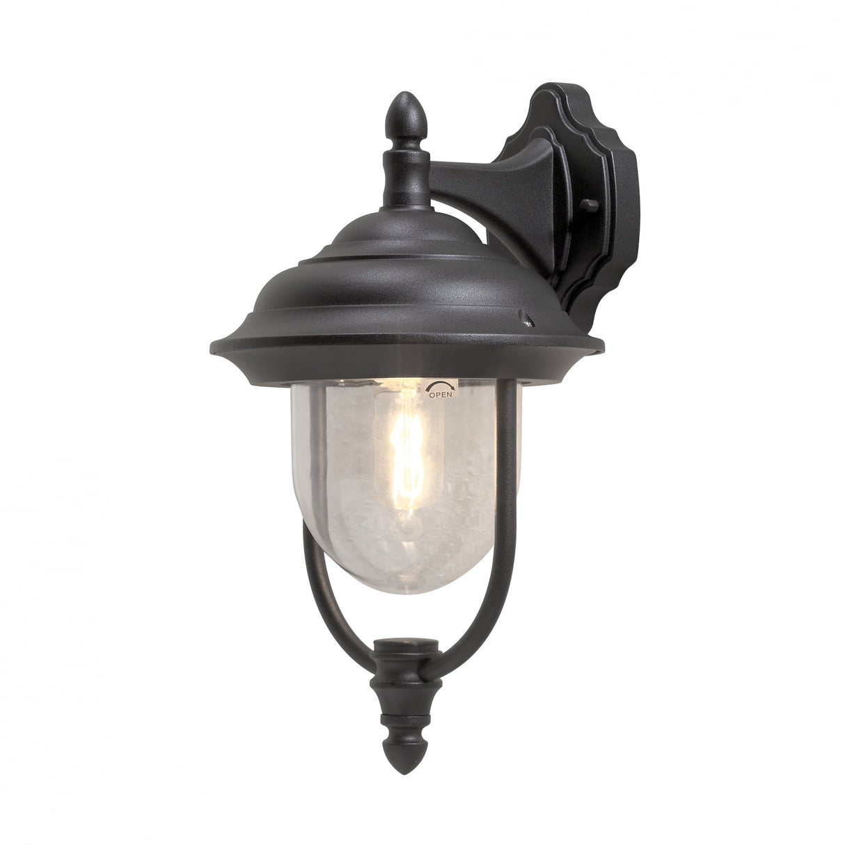 Sleek Matt Black Outdoor Wall Sconce - Parma Down Light, 75W Max