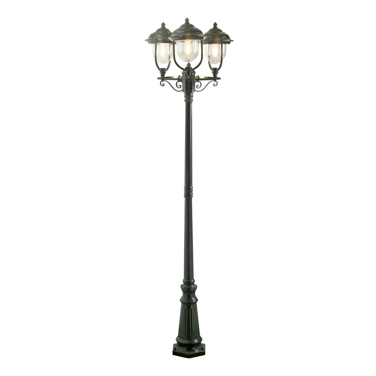 Parma Verdi Outdoor Triple Lantern with Pole - Green Finish