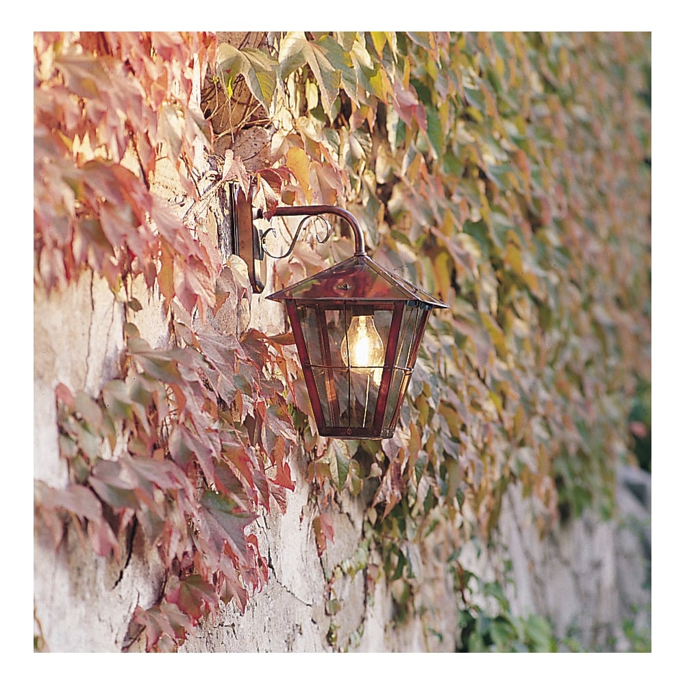 Elegant Copper Exterior Lantern Wall Light