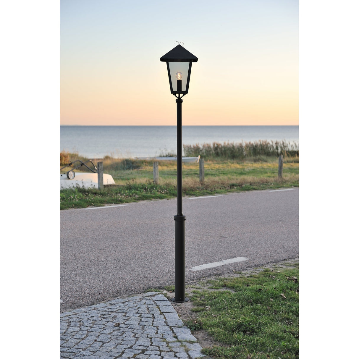 Elegant Benu Black Lantern with Taurus Pole by Konstsmide