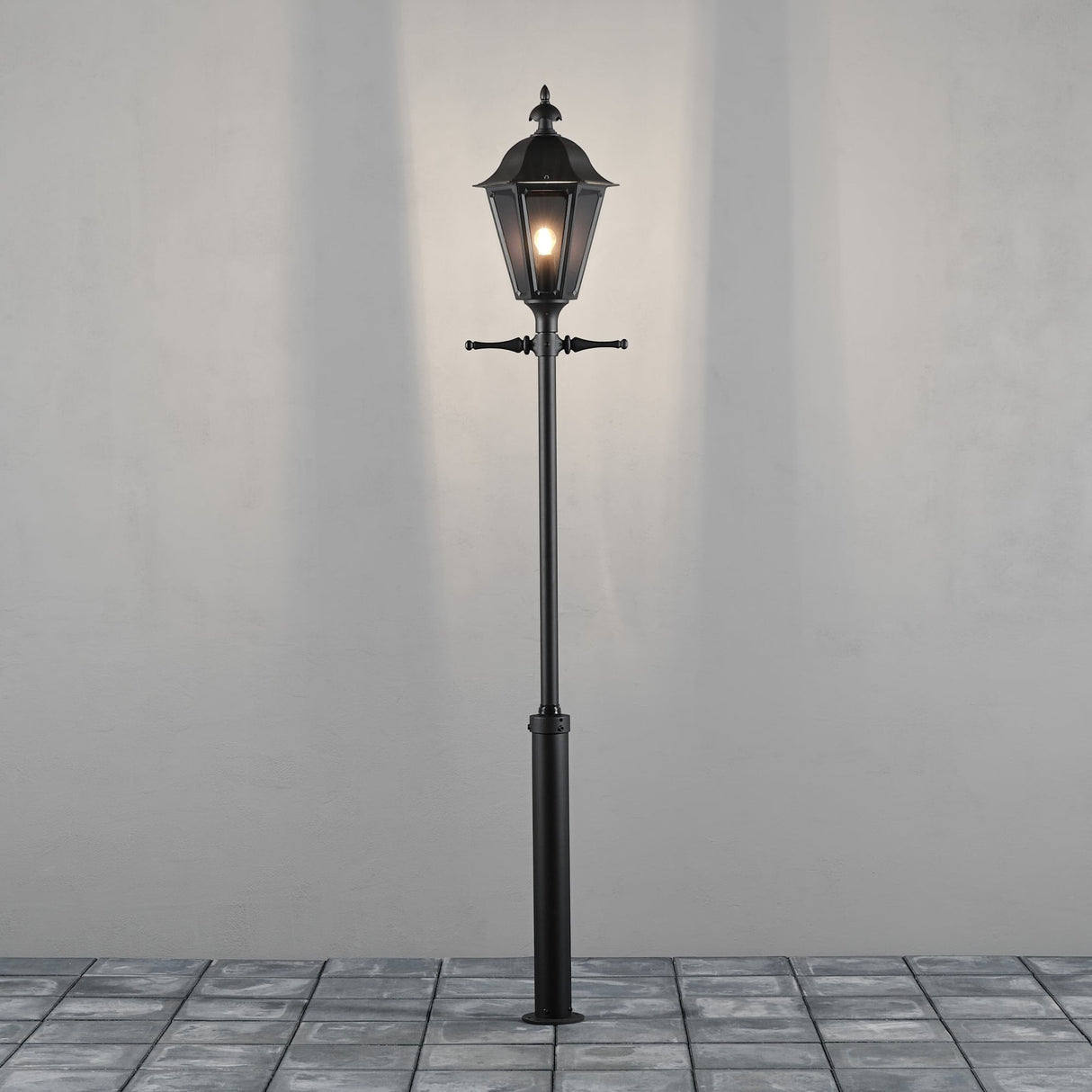Elegant Black Outdoor Lamp with Taurus Pole