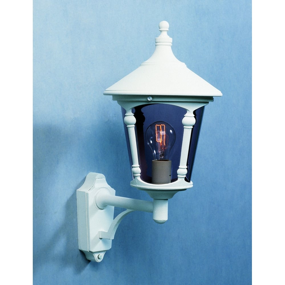 Virgo Matt White Modern Upward Wall Light by Konstsmide