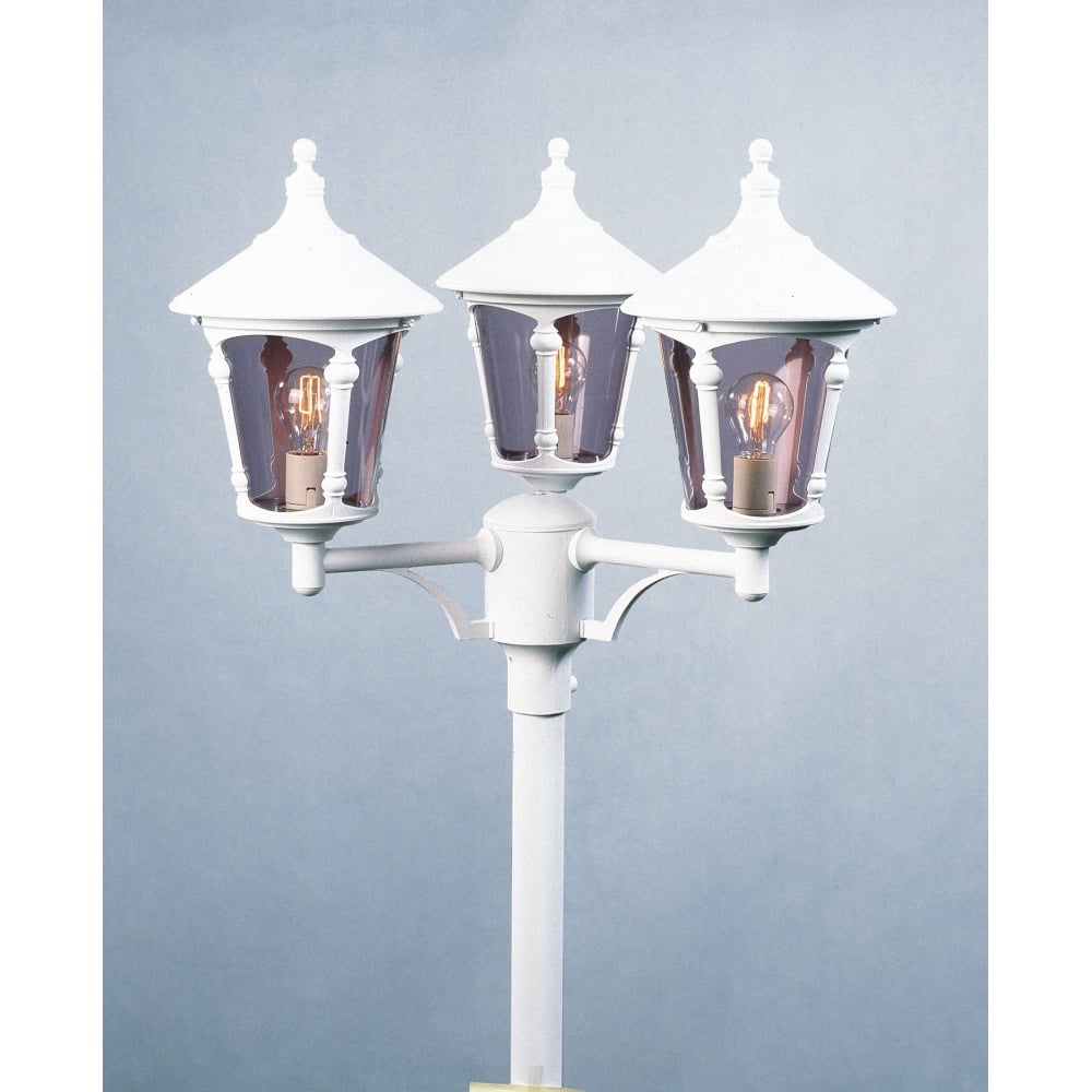 Virgo Triple Lantern Outdoor Pole Light in Matt White Finish