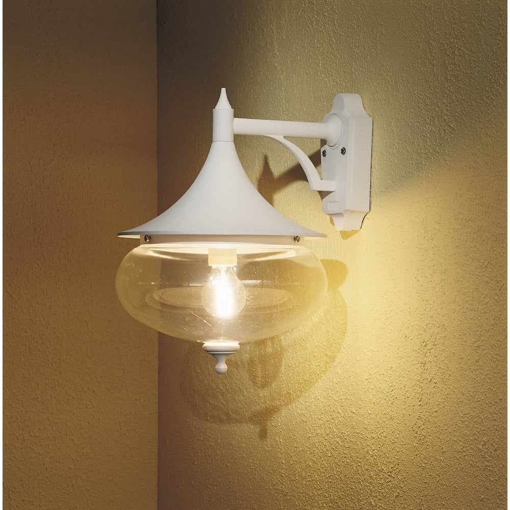 Libra Matte White Globe Downward Wall Lantern by Konstsmide