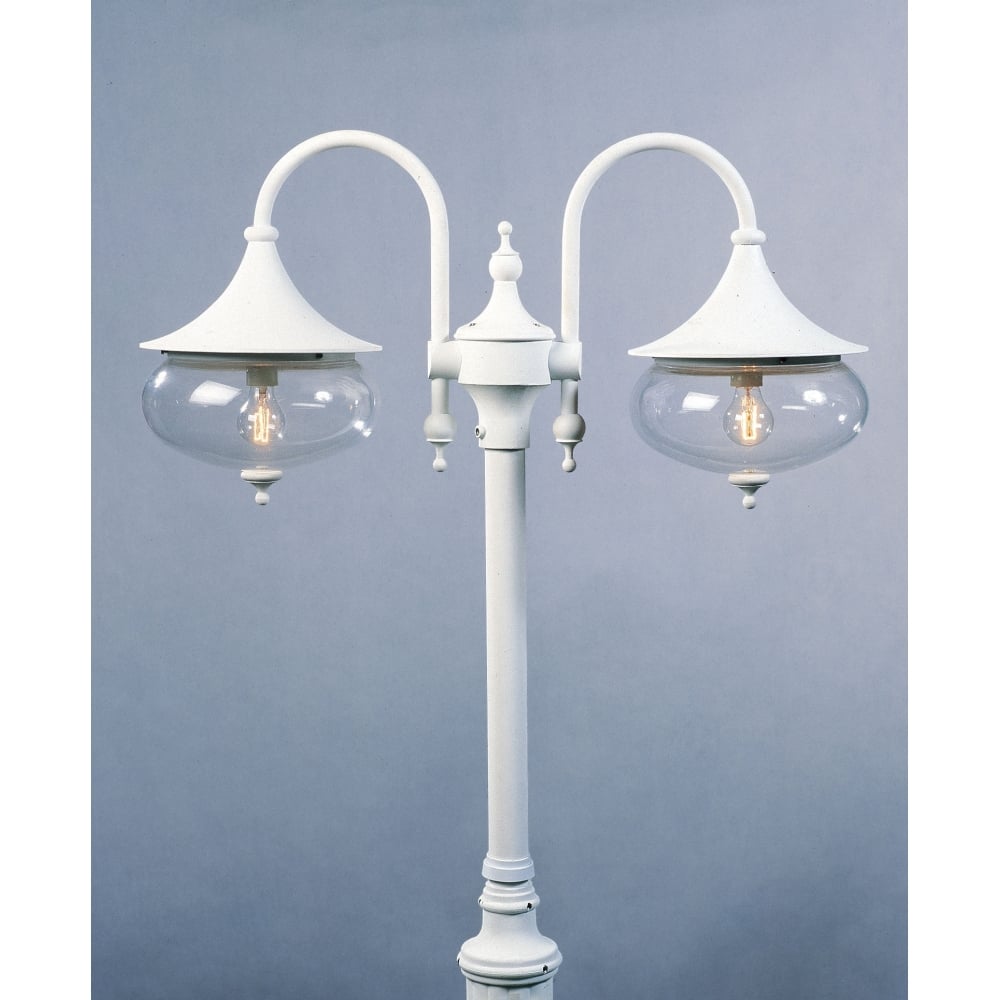 Elegant Libra Twin Head Outdoor Lamp Post in Matte White Finish