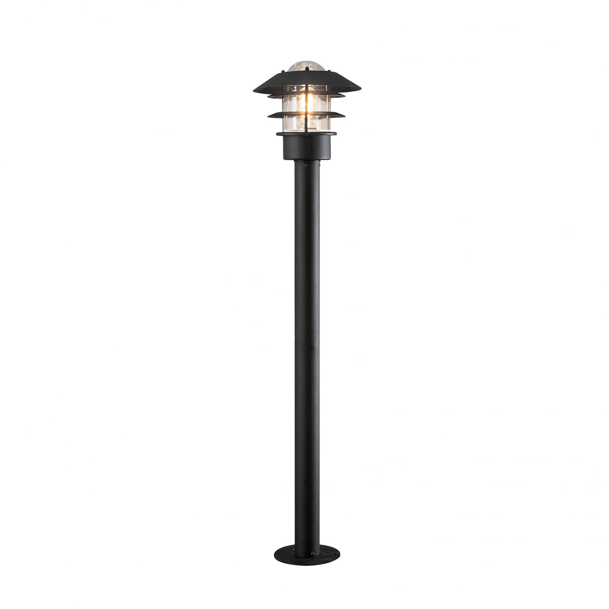 Sleek Matt Black Modena Aluminum Post Light with Glass Globe