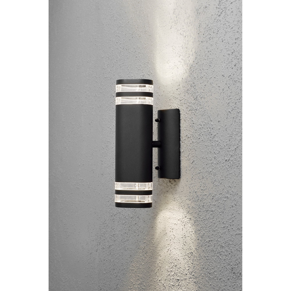 Sleek Black Striped Modena Outdoor Wall Light Fixture