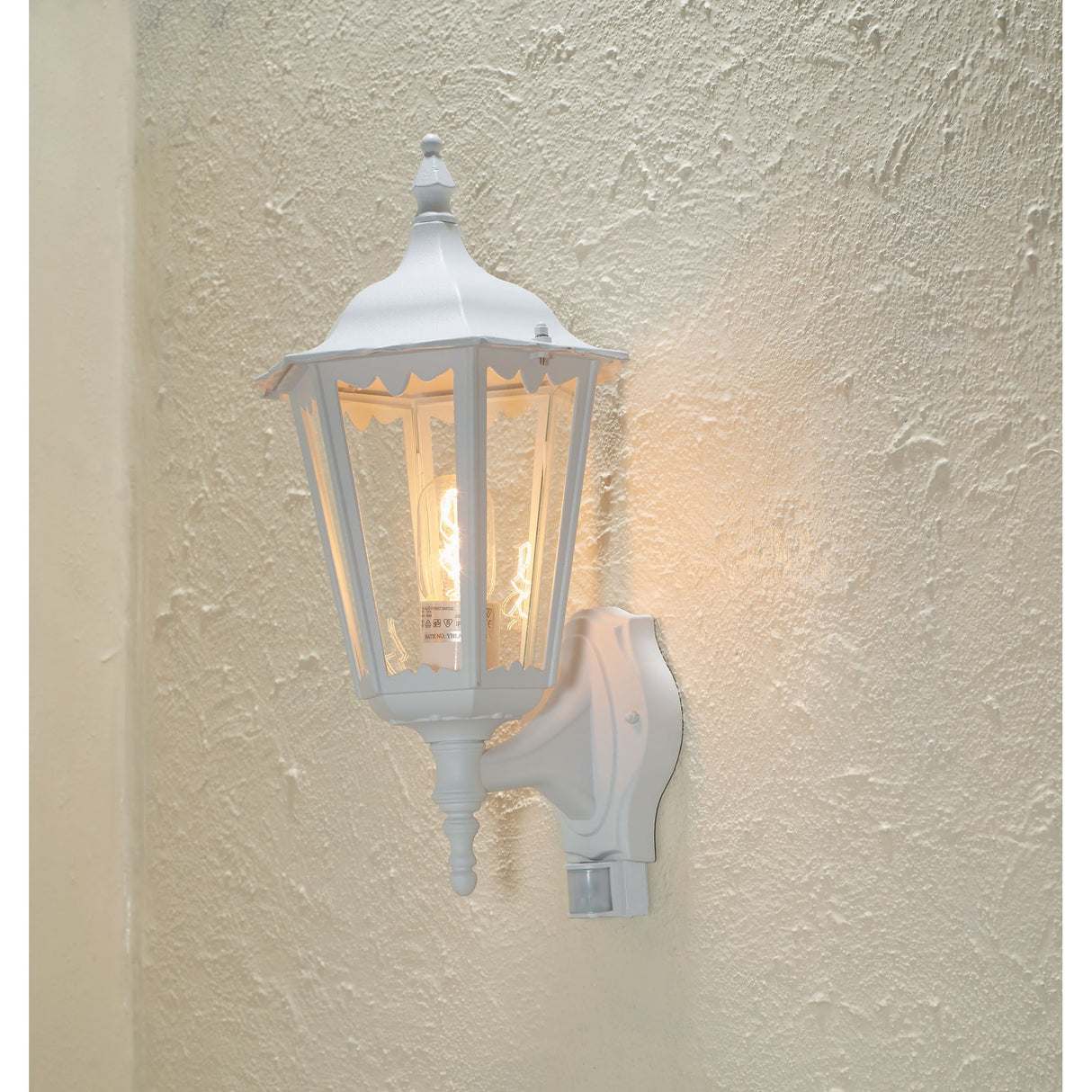 Elegant Firenze Outdoor Wall Lantern in Matte White with PIR Motion Sensor