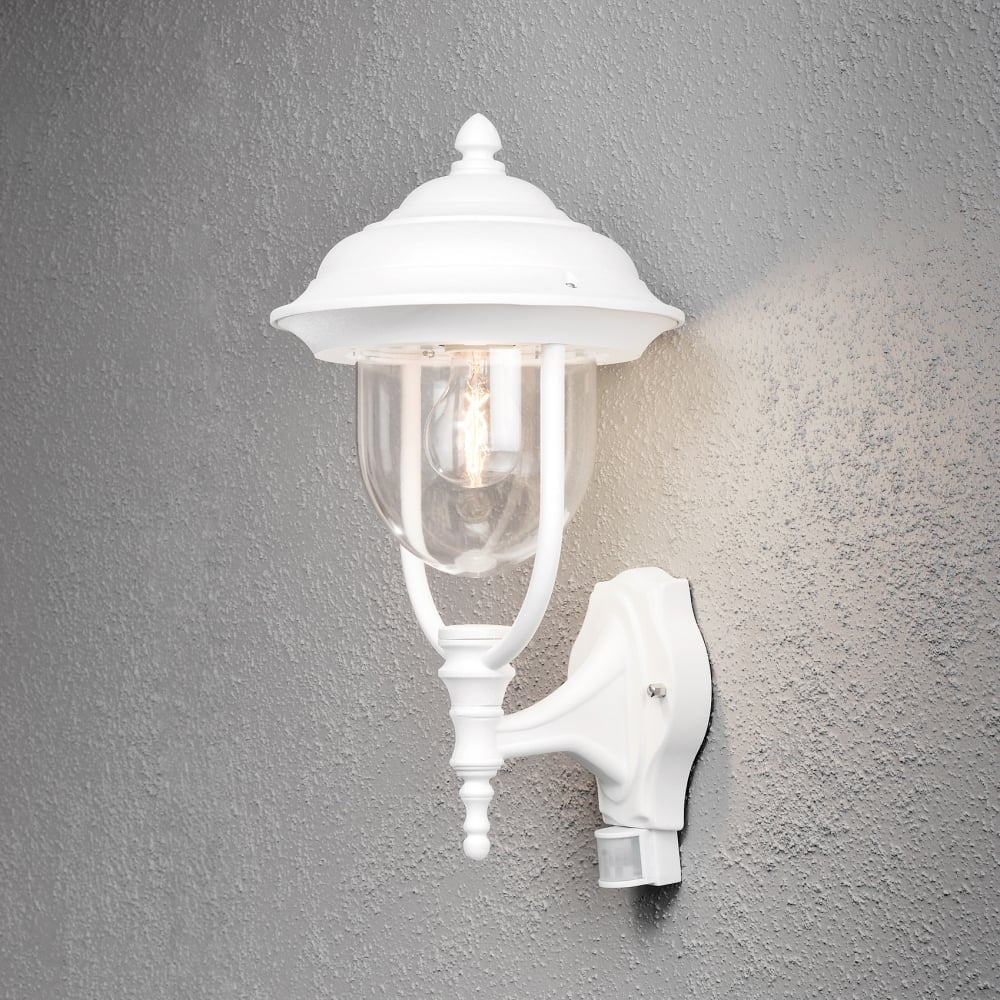 Parma White Motion Sensor Outdoor Wall Light Lantern