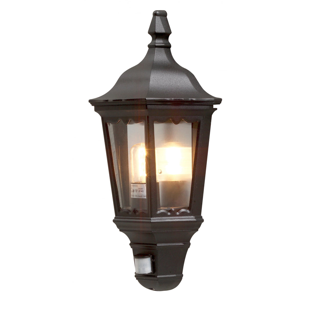 Firenze Matte Black Half Wall Lantern with Motion Sensor