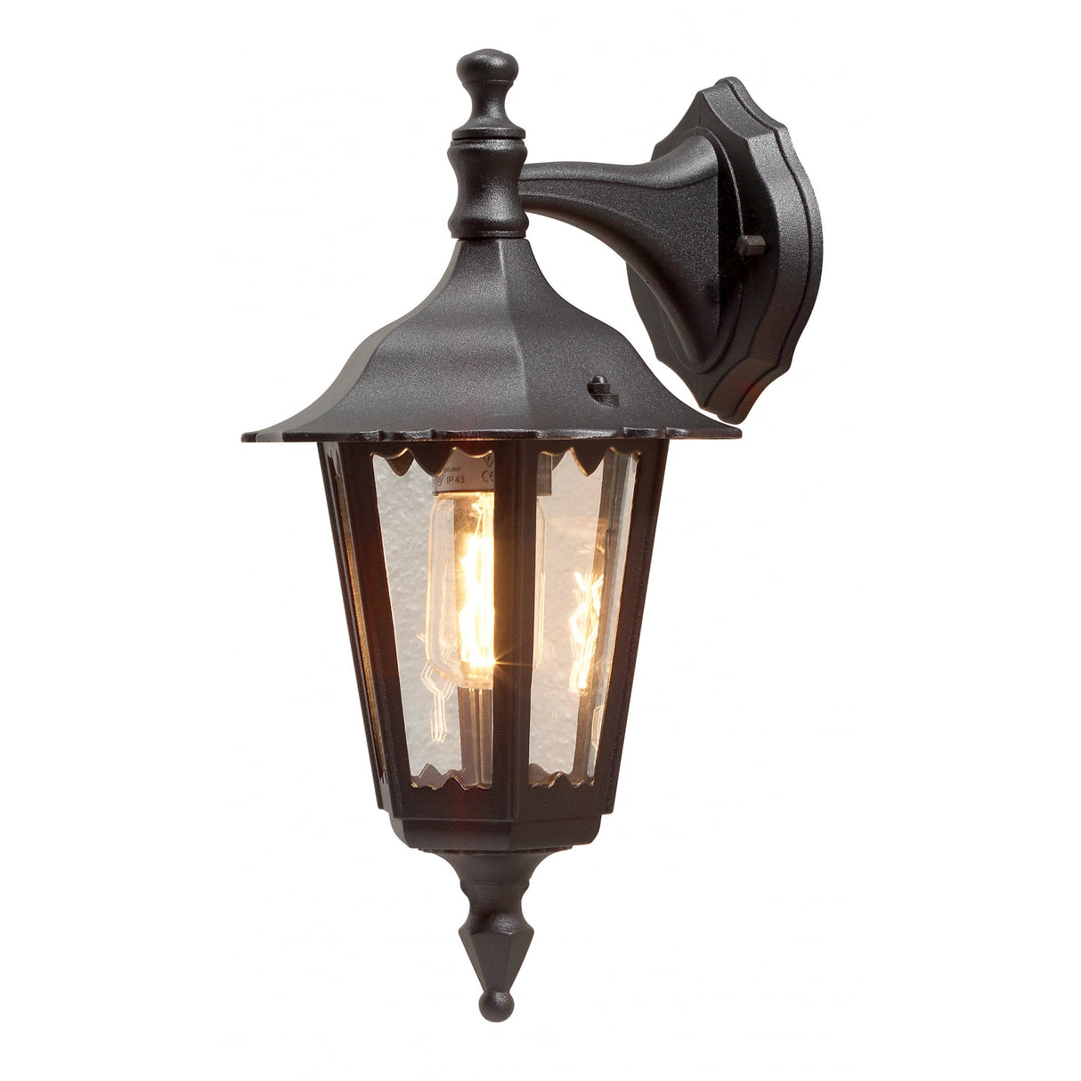Firenze Downward Wall Lantern in Matte Black Finish