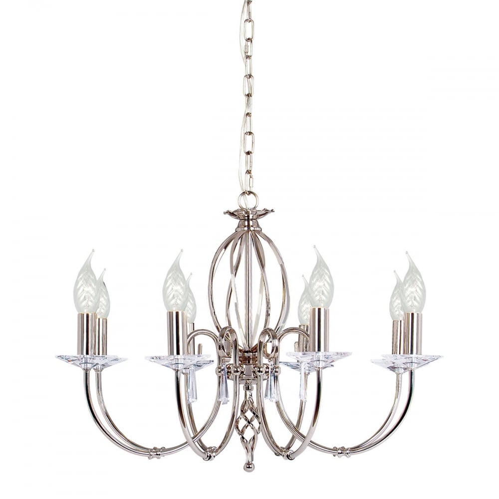 Aegean 8-Light Vintage-Style Chandelier in Polished Nickel Finish
