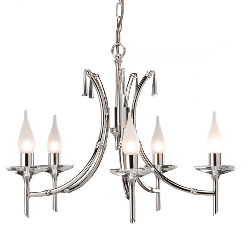Brightwell Contemporary 5-Light Candle-Style Chandelier in Polished Nickel