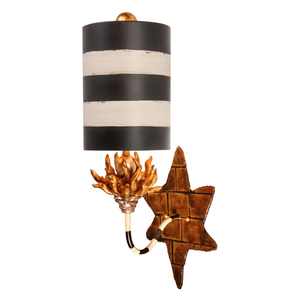 Zebra Stripe and Gold Leaf Audubon Wall Sconce Light