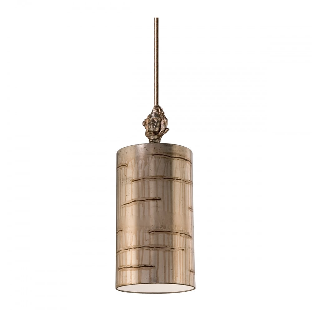 Gothic Silver Fragment Pendant Light with Cylindrical Design