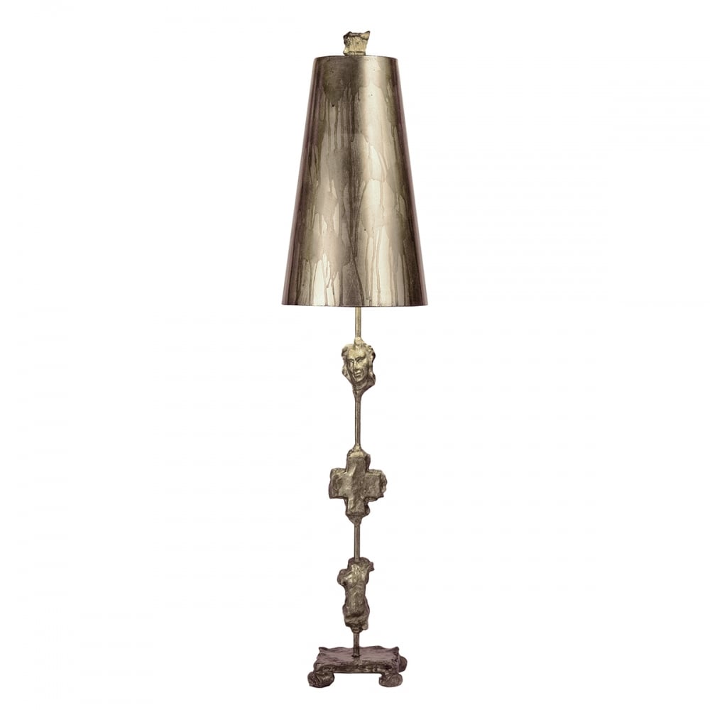 Gothic Silver Leaf Table Lamp with Artistic Sculpture Design