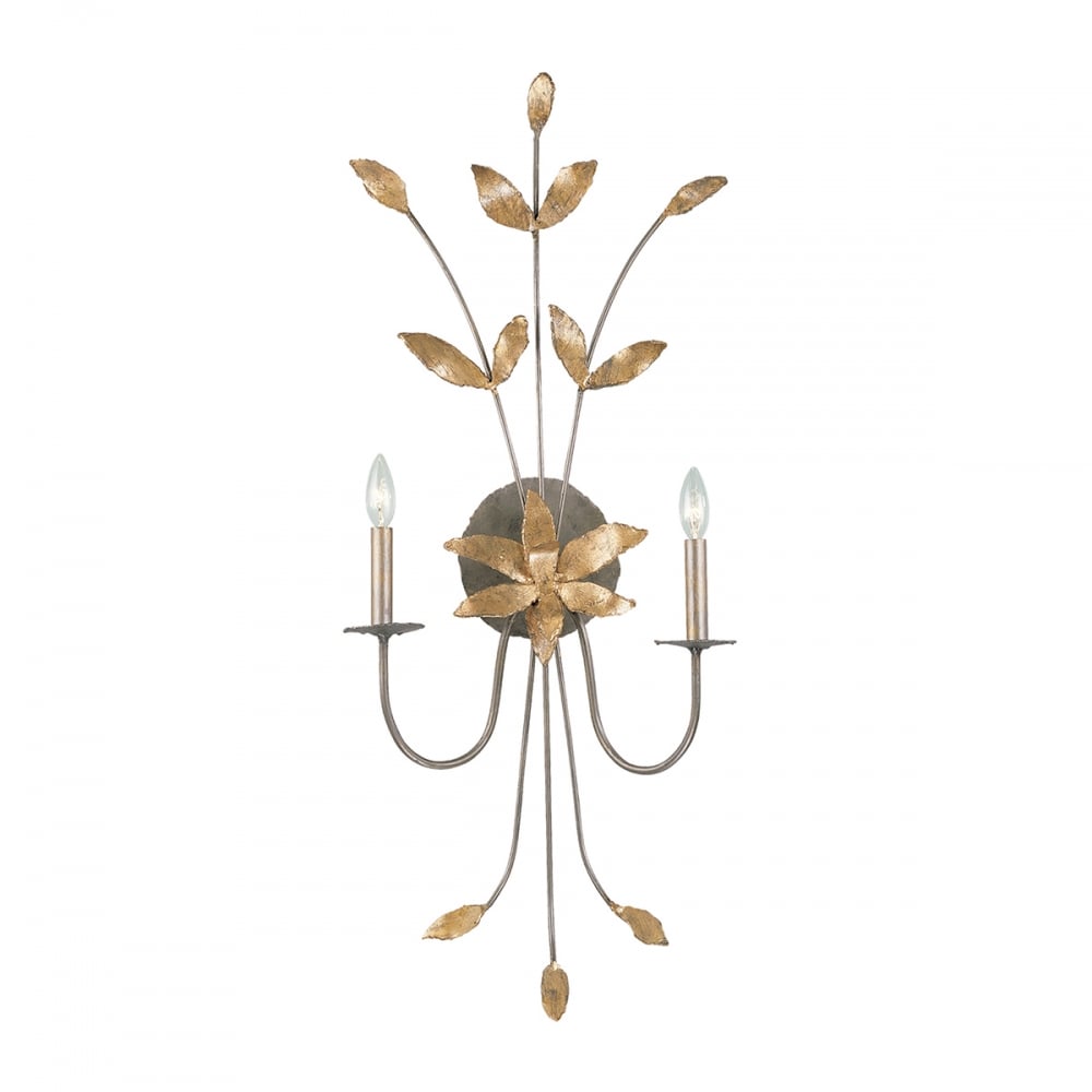 Simone Gold and Gunmetal Floral Wall Art Sconce