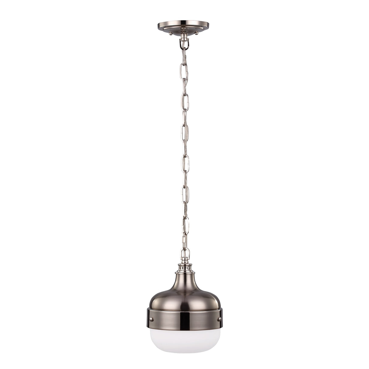 Contemporary Brushed Nickel Dome Pendant Light