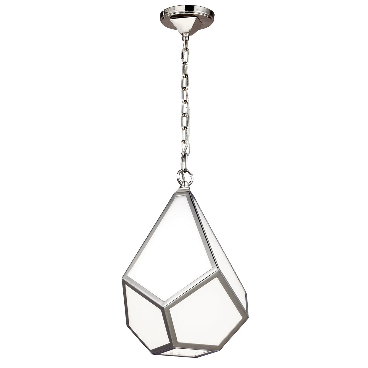 Modern Diamond-Shaped Pendant Light in Polished Nickel Finish