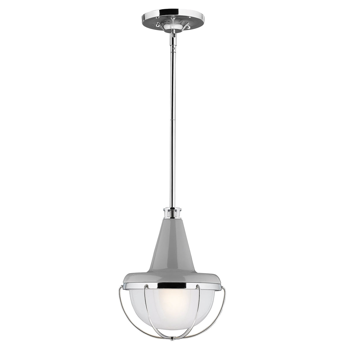 Sleek German Gloss Gray Ceiling Pendant with Polished Nickel Finish