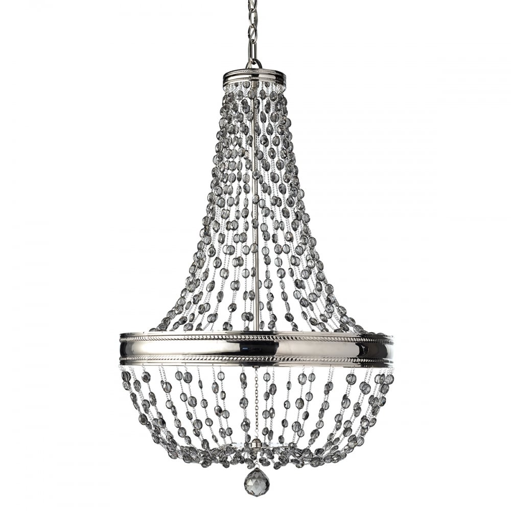 Elegant Nickel-Finished Crystal Basket Chandelier with 8 Bulbs