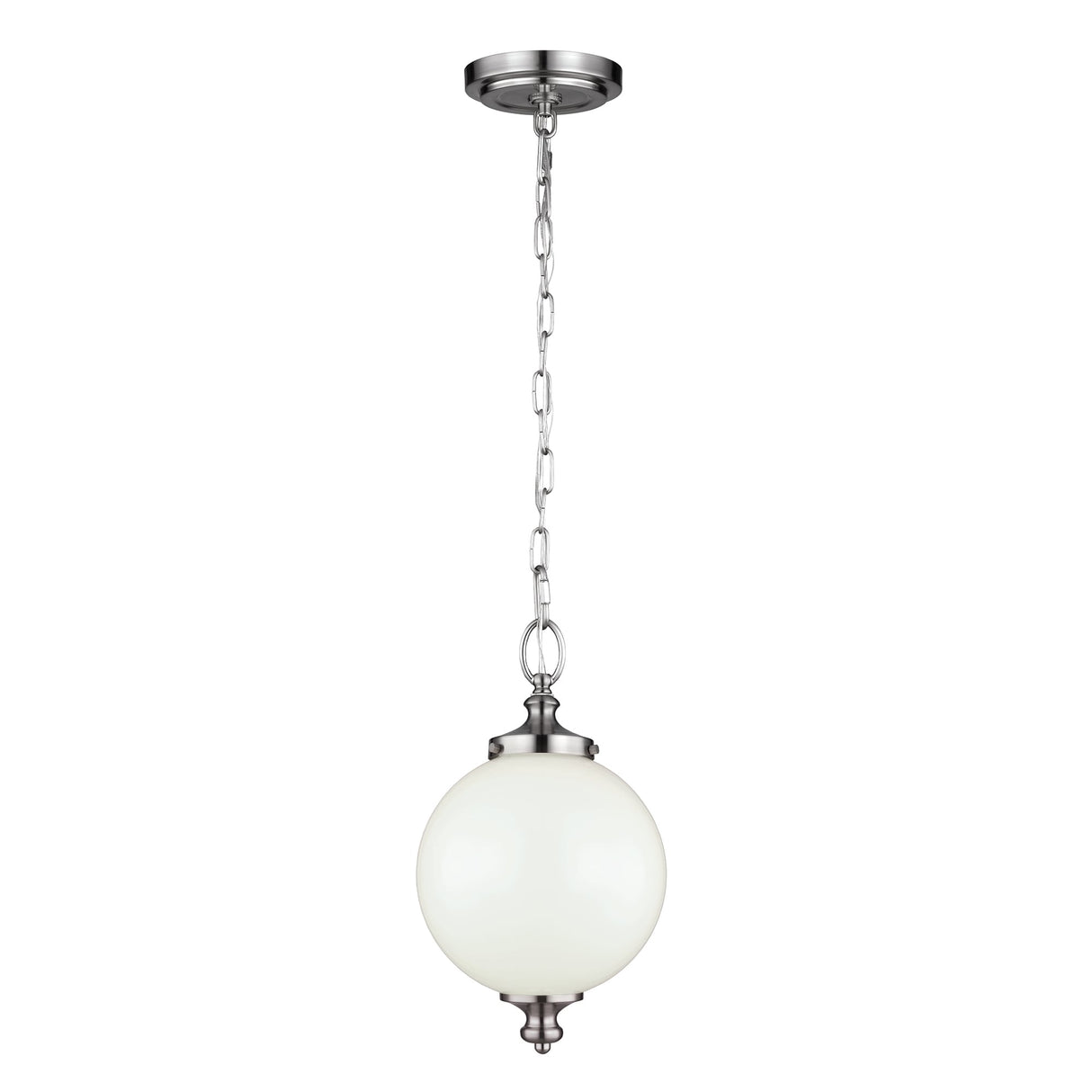 Modern Parkman Brushed Steel Pendant Light with Frosted Globe