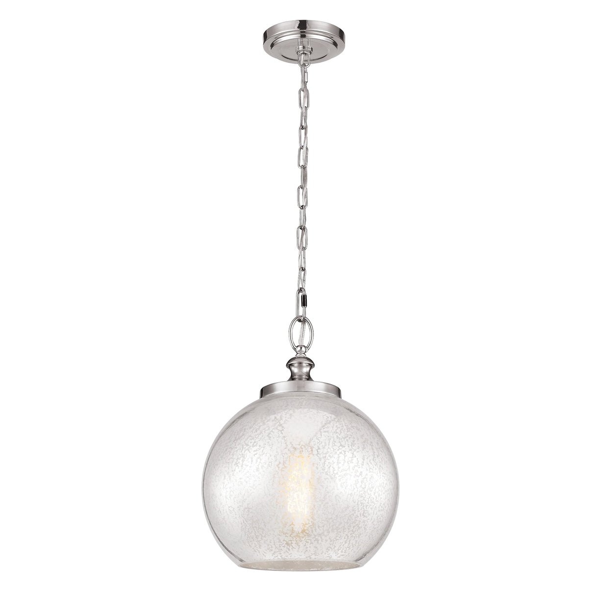 Mercury Glass Sphere Pendant Light with Brushed Steel Suspension