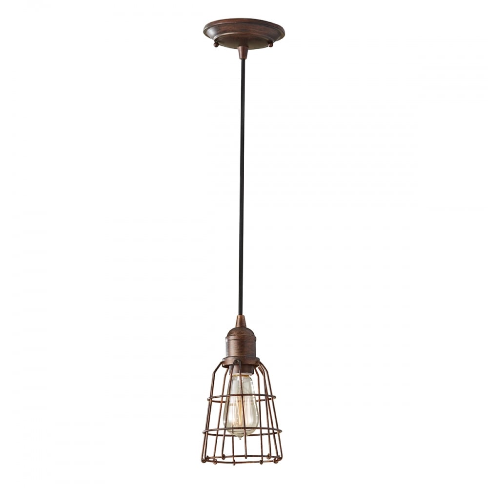 Vintage Industrial Pendant Light with Caged Edison Bulb Design
