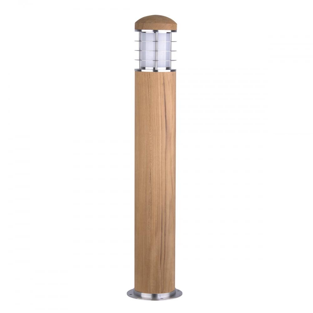 Elegant Poole Teak and Stainless Steel Outdoor Garden Bollard, 67cm