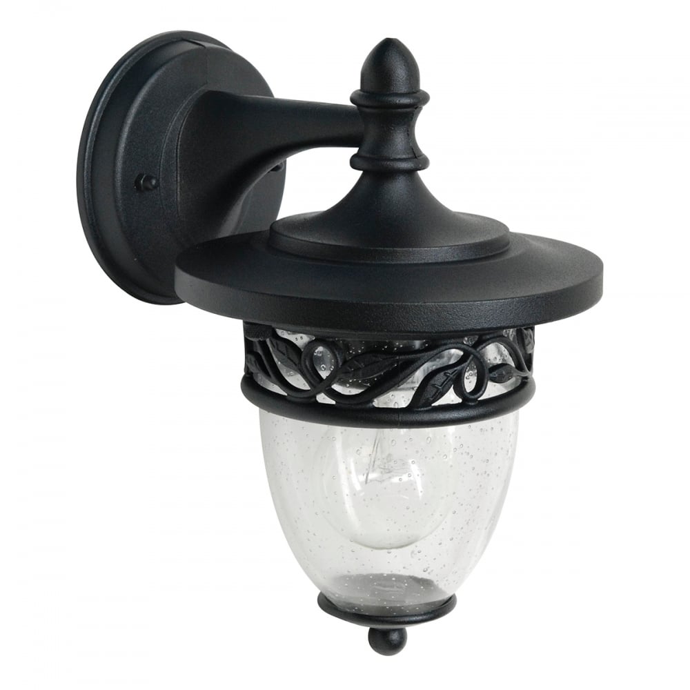 Burford Vintage Black Wall Lantern with Clear Glass