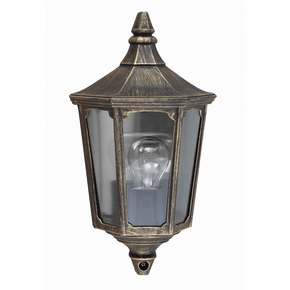 Cricklade Vintage Black and Gold Outdoor Half Lantern