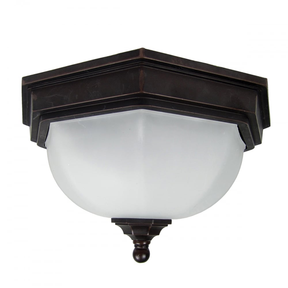 Fairford Frosted Glass Porch Lantern in Antique Bronze Finish