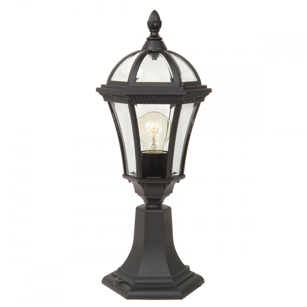 Modern Black Ledbury Lantern on Pedestal