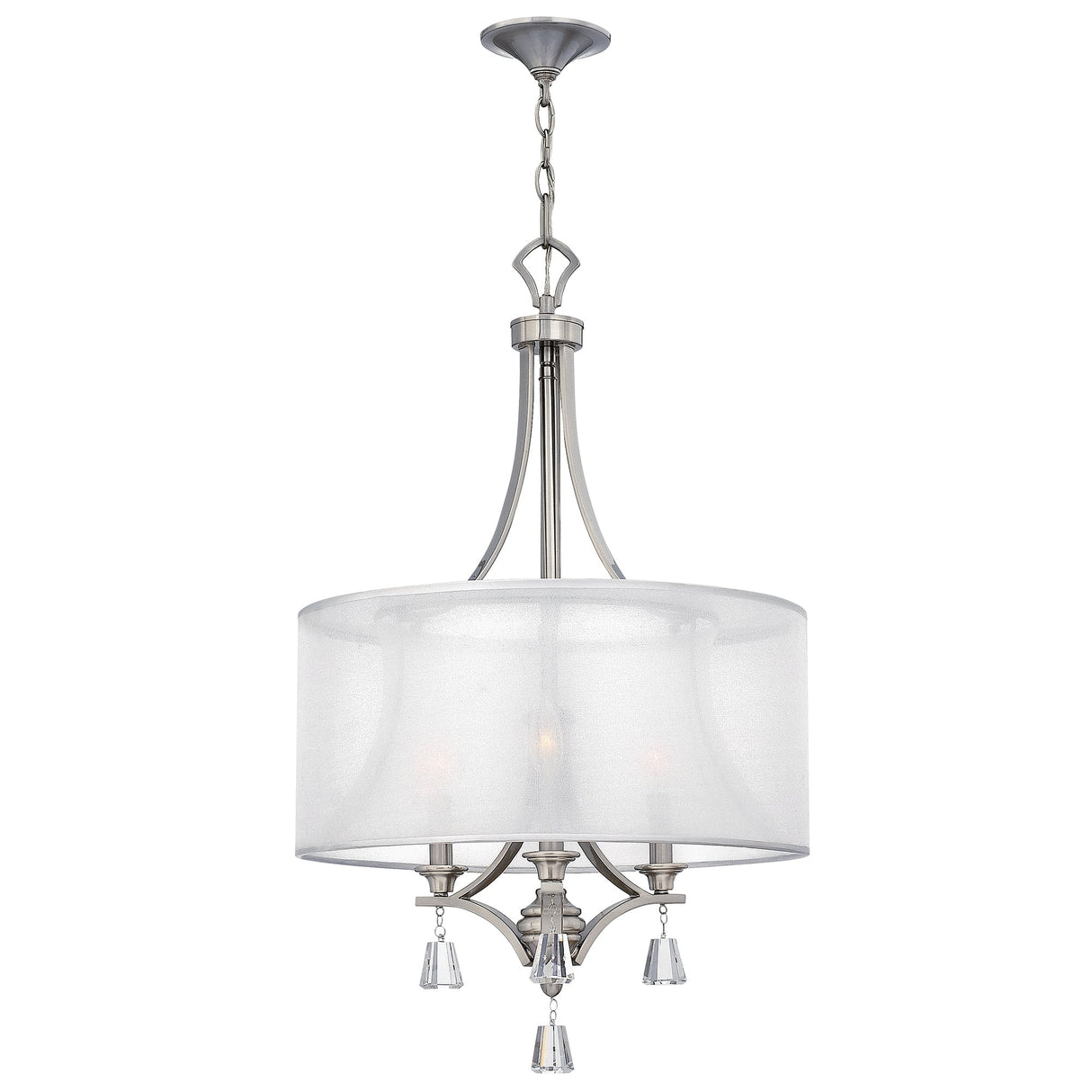 Elegant Satin Nickel Pendant Chandelier with Translucent Drum Shade
