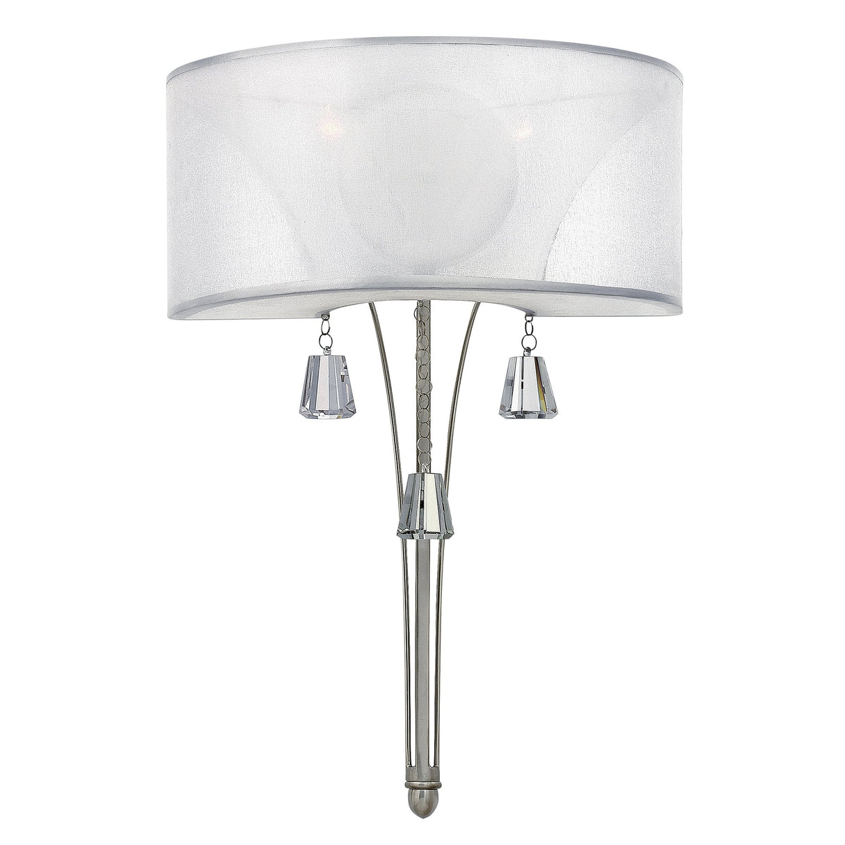 Twin Shade Brushed Nickel Wall Sconce with Crystal Accents