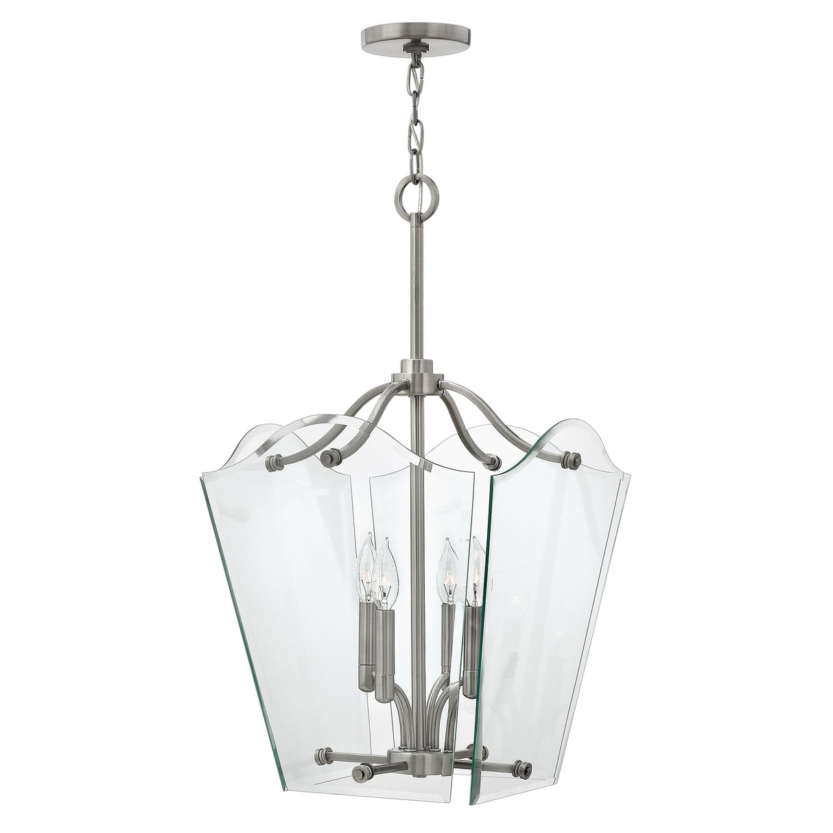Elegant Wingate Beveled Glass Pendant in Polished Antique Nickel