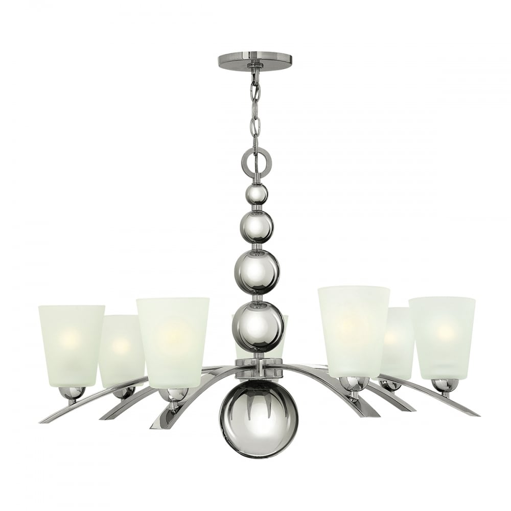 Zelda Mid-Century Modern Polished Nickel Glass Sphere Chandelier