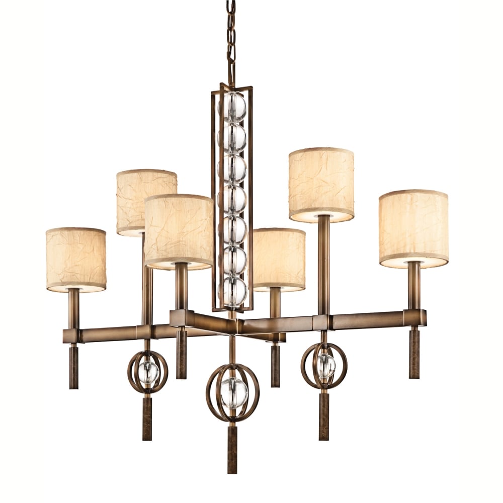 Celestial Oriental Designer Art Deco Six-Light Chandelier