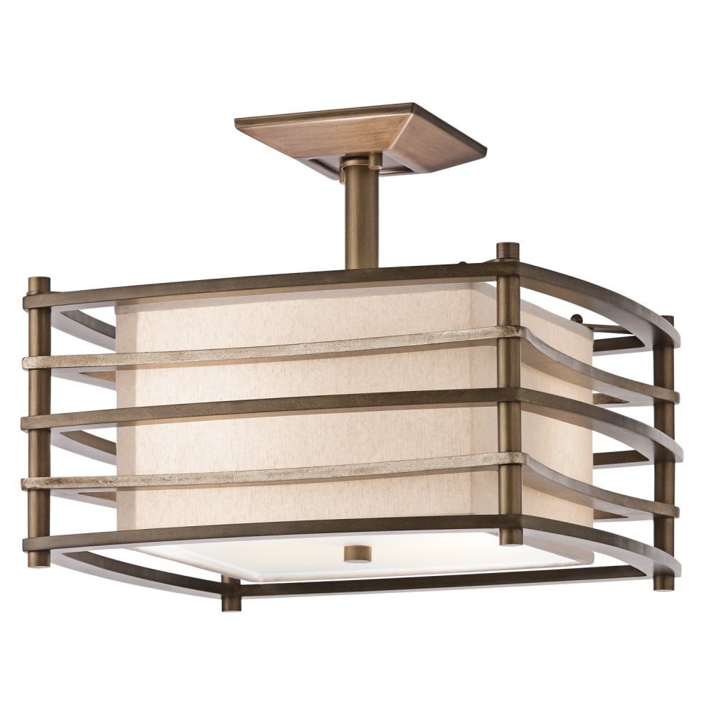 Moxie Modern Oriental Semi-Flush Ceiling Light in Cambridge Bronze