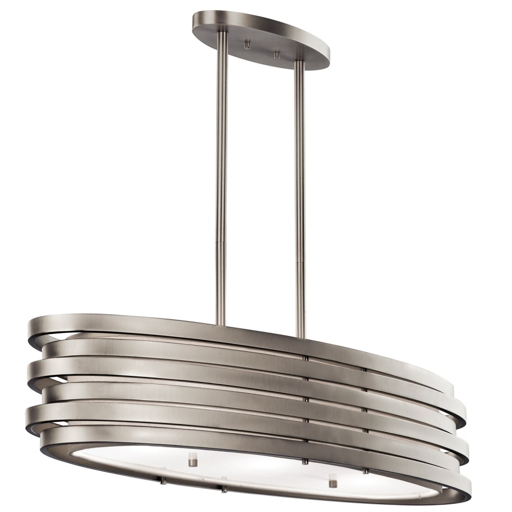 Roswell Art Deco Pendant Light in Brushed Nickel for Kitchen Islands