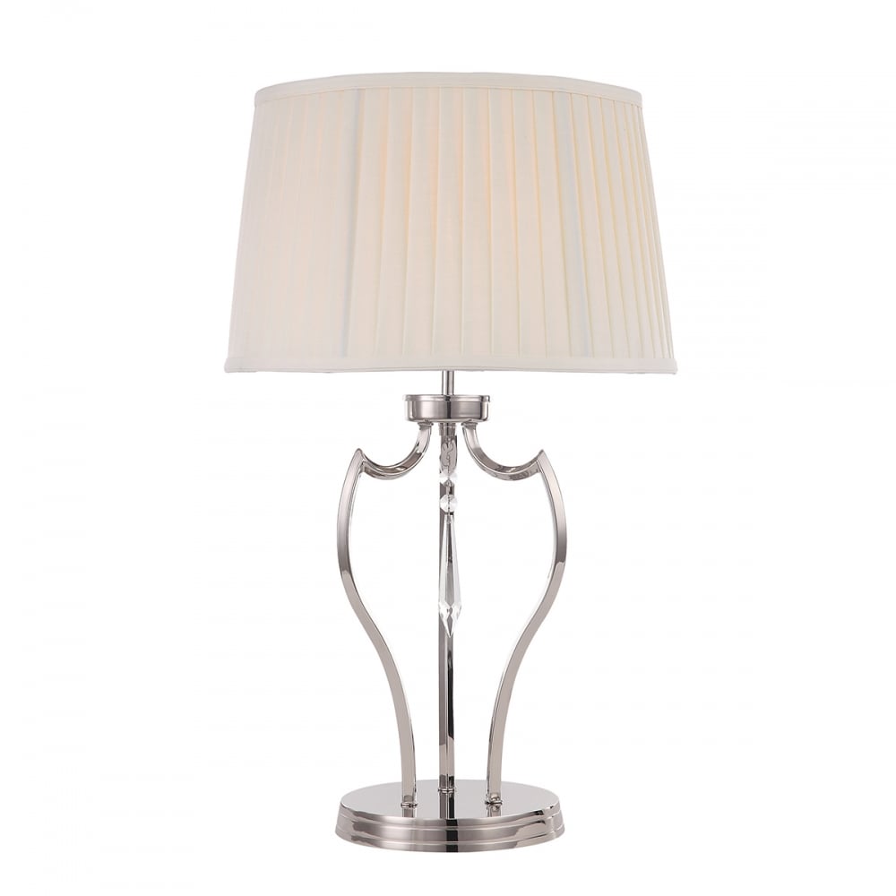 Elegant Pimlico Table Lamp in Polished Nickel with Crystal Accents