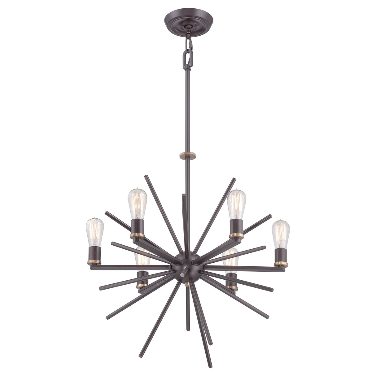 Carnegie Rustic Bronze Starburst 6-Light Chandelier