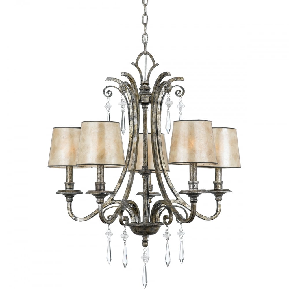 Kendra Mottled Silver Elegance 5-Light Crystal Chandelier