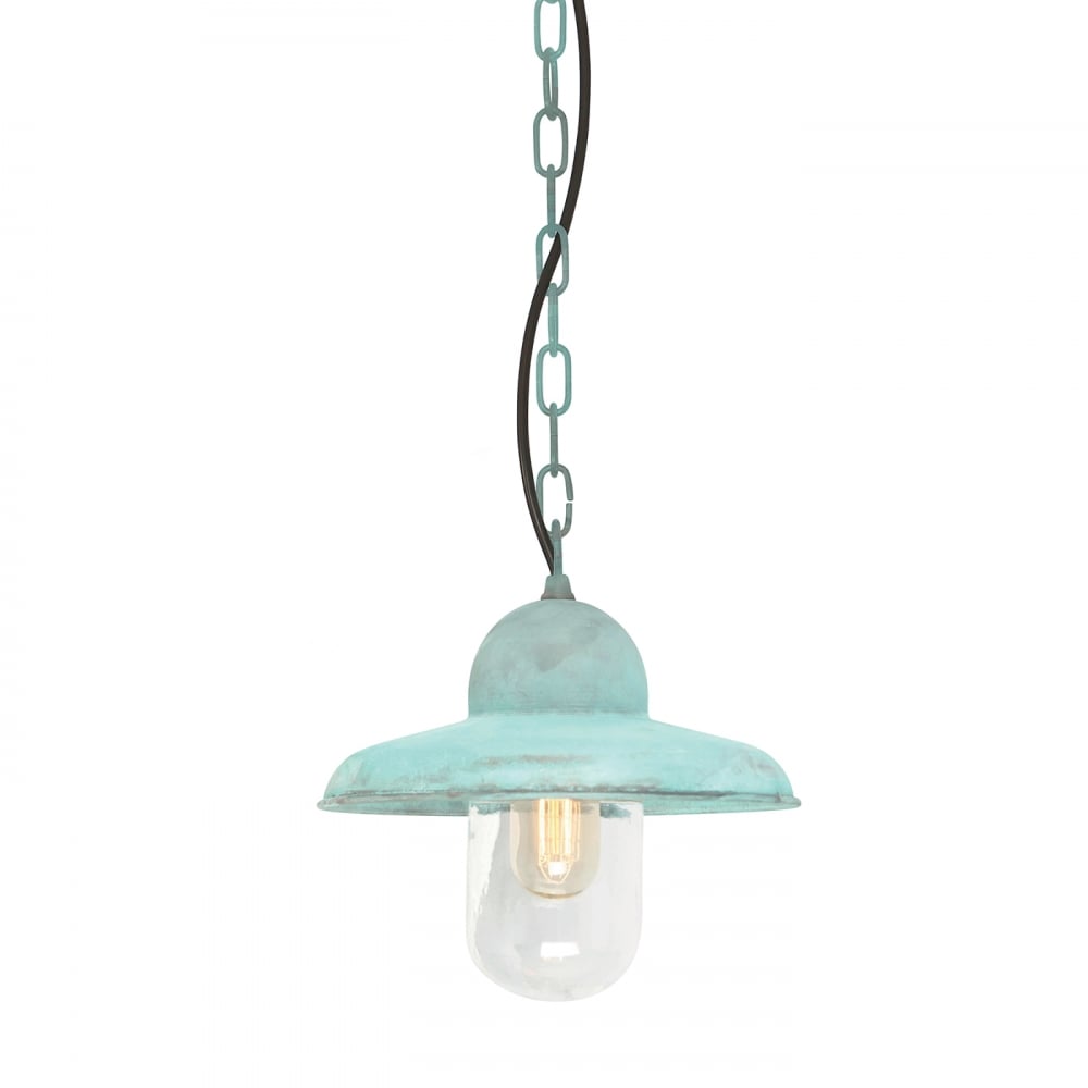 Somerton Vintage Chain Lantern in Verdigris Brass
