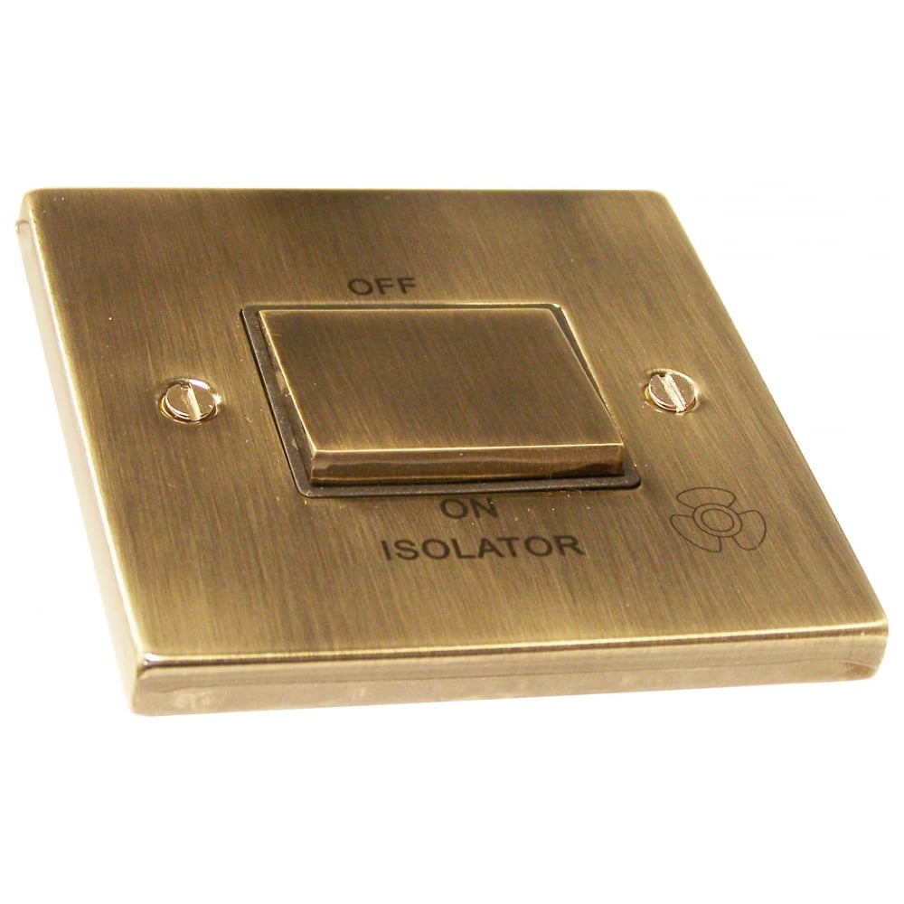 Antique Brass 1 Gang 3 Pole Fan Isolation Switch by Causeway