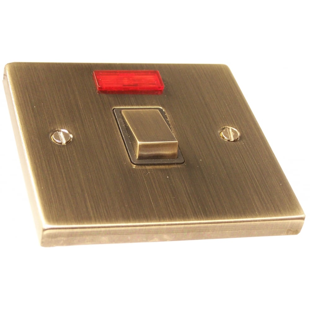 Antique Brass 1 Gang 20A Double Pole Switch with Neon Indicator